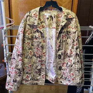 Floral print jean jacket